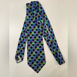 Mondo di Marco Vintage Multicolor Geometric Pattern Silk Tie